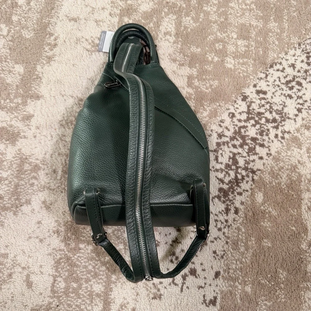 Valentina Italian Twist‎ Zip Convertible Sling Backpack Emerald Green NWT